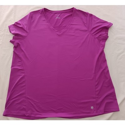 Tek Gear Drytek Women's 2X/3X Plus V Neck Short Sleeve Athletic T Shirt Purple