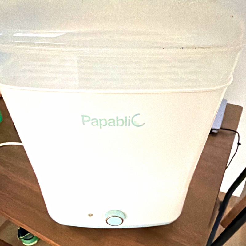 Papablic Electric Baby Bottle Sterilizer w/ Removable Tray, White/Clear Lid
