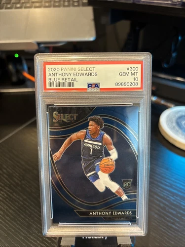 2020 Panini Select Anthony Edwards RC Blue Retail PSA 10 Gem Mint #300 Courtside