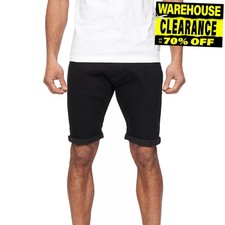 Duck And Cover Zeki Mens Denim Shorts Smart Casual Designer Summerwear Black
