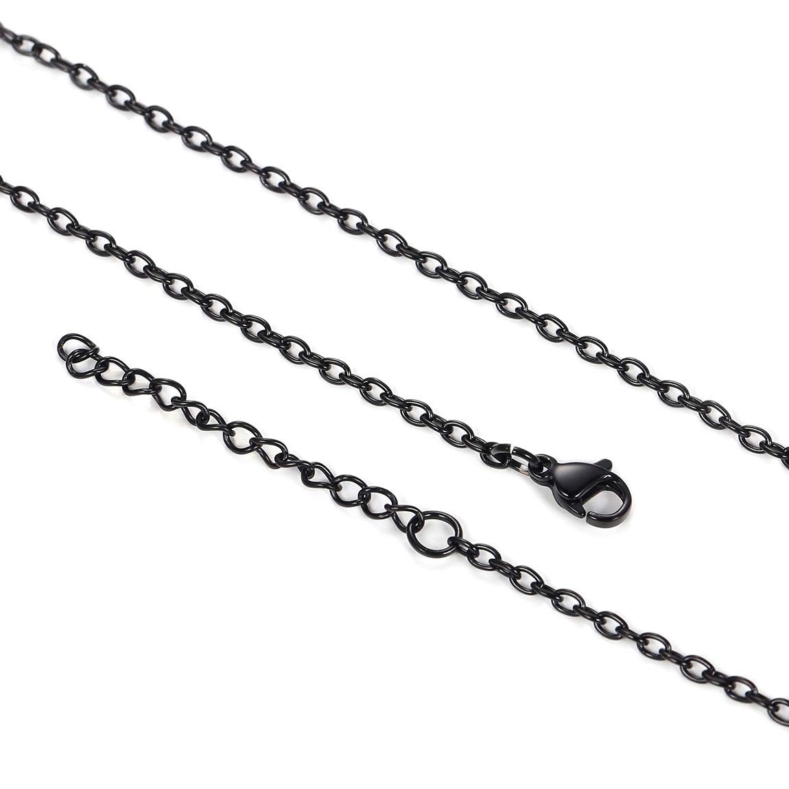 Collier femme 2 mm chaine noir légère 56 cm anti-ternissement pour peau sensible