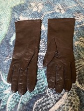 Vintage Women  s Brown Leather Driving Gloves Cashmere Lined Size 7.5