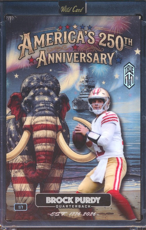 Brock Purdy 2026 Wild Card Dino-Might America 250 Mammoth 1/1 OVERSIZED