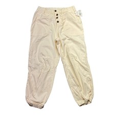 Free People Almond Buff Utility Cargo Jogger Pants Elastic Waist Button Fly Sz L
