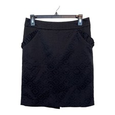 Ann Taylor LOFT Black Pencil Skirt with Ruffled Front Pockets Size 4