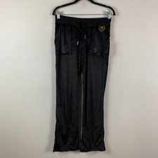 Juicy Couture Bling Y2K Black Velvet Fleece Rhinestone Embellished Pants S