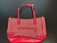 COACH Poppy Signature Bag Tote 26414 Hot Pink Metallic Outline Medium