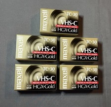 Maxell TC-30 VHS-C HGX-Gold Lot of 5 Camcorder Individual Sealed New Unused