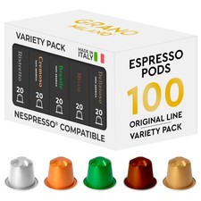 Grano Milano Variety Pack Coffee Capsules - 100 Aluminium Coffee Pods Compatible 0.35 per lighter