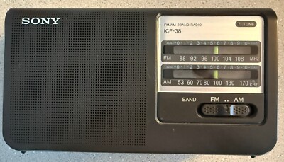 SONY ICF-38 AM/FM Two Band Portable Radio with Antenna/Power Cord ...