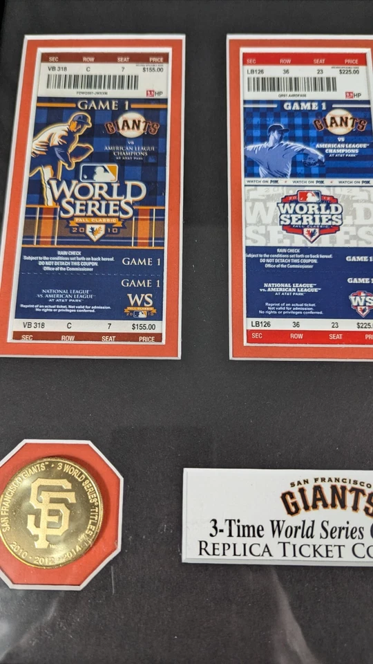 San Francisco Giants World Series Ticket Collection Highland Mint Bronze Coins - Image 2 of 4