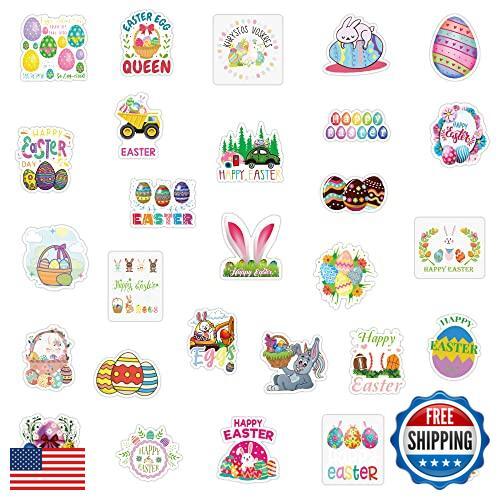 Easter Stickers, 50 Pcs Wate Bottle Stickers Waterproof Bunny Egg Decal PVC O - Picture 3 of 5