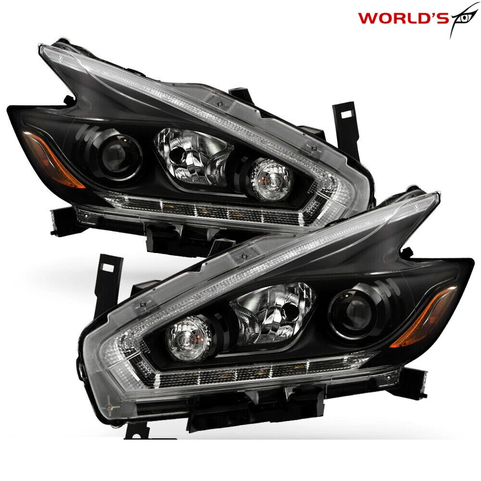 Faros proyectores LED DRL negros halógenos para Nissan Murano 2015-2018 Foto 2 de 4