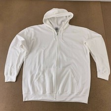 Gildan Mens Hoodie Sweatshirt White Drawstring Zipper Pockets XL New