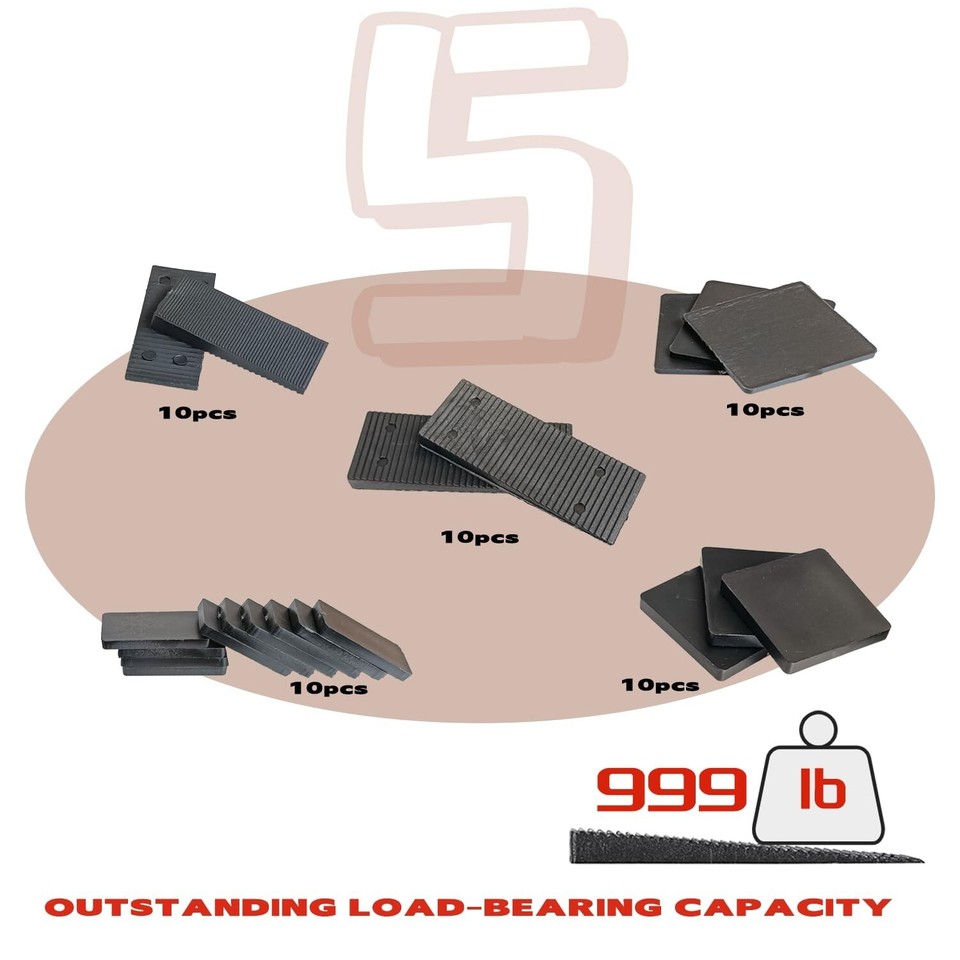 Levelling spacers, Furniture Wedges, Hard Plastic Levelling Fittings