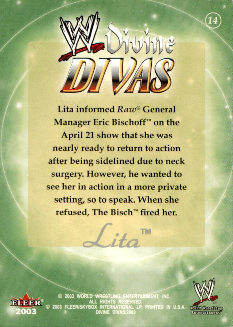 Lita Signed 2003 Fleer WWE Divine Divas Card #14 | eBay