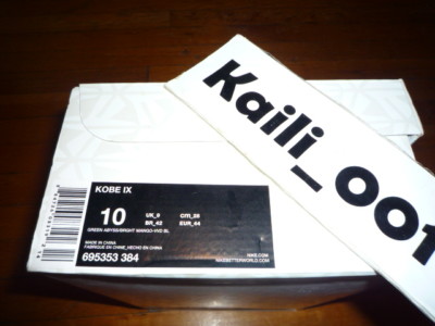 あぴあぴ Kobe IX Sz 10 Peach Jam 9 EYBL Unreleased Green Abyss Mango Promo
