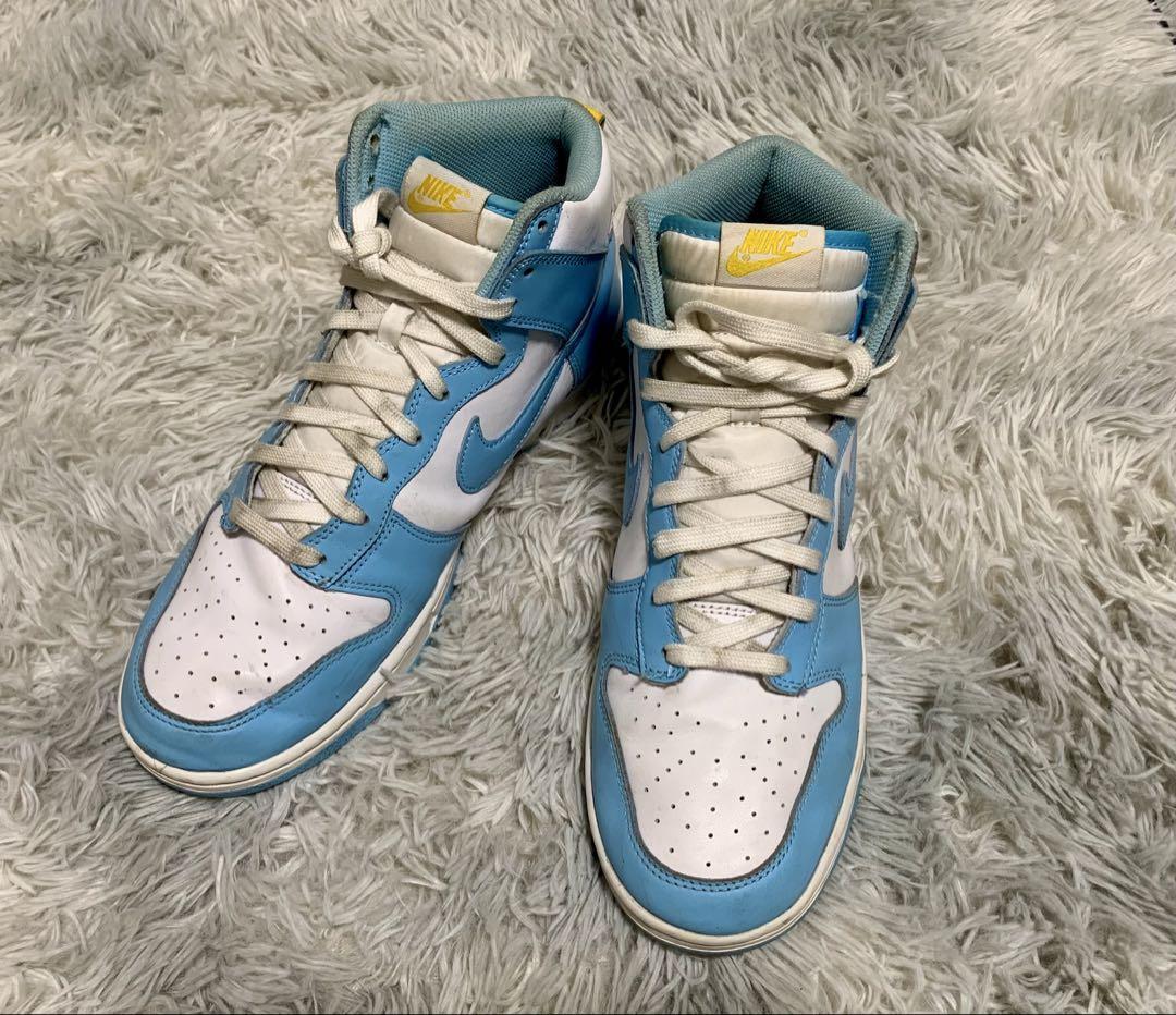 Nike Dunk High Men's 10.5US Light Blue/White with Yellow Accent