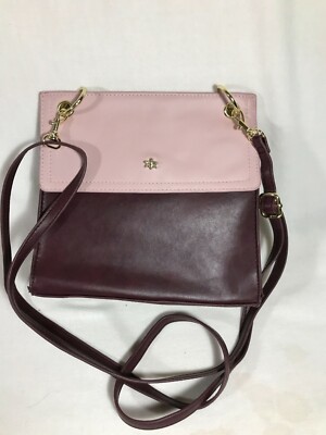 Two-Tone Rose/Maroon Crossbody Handbag Purse