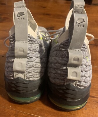 Nike LeBron 15 XV KSA AR4831-001 Grey/Neon Yellow “Air Max 95” sz