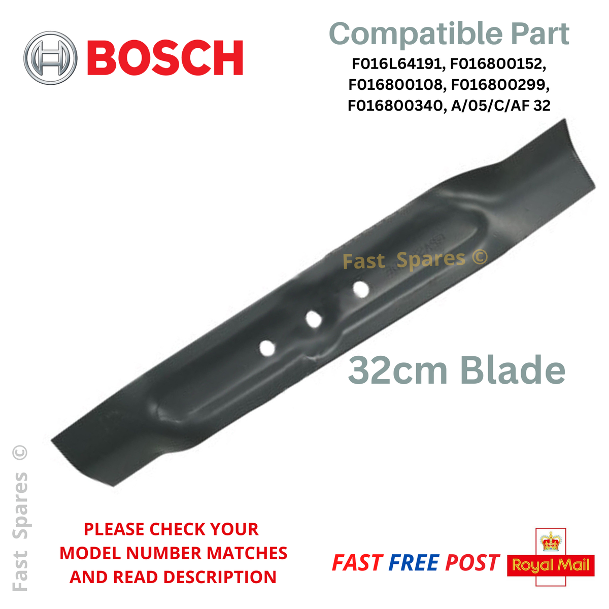 BOSCH Rotak 320 Ergoflex 3600HA6070 Lawnmower Cutting Blade 32cm FAST POST
