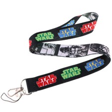 Star Wars Movie Logo Themed Black And White ID Badge Holder Lanyard