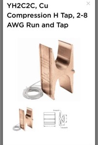 Burndy YH2C2C Copper Compression LUG