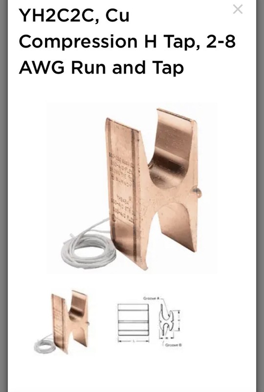 Burndy YH2C2C Copper Compression LUG