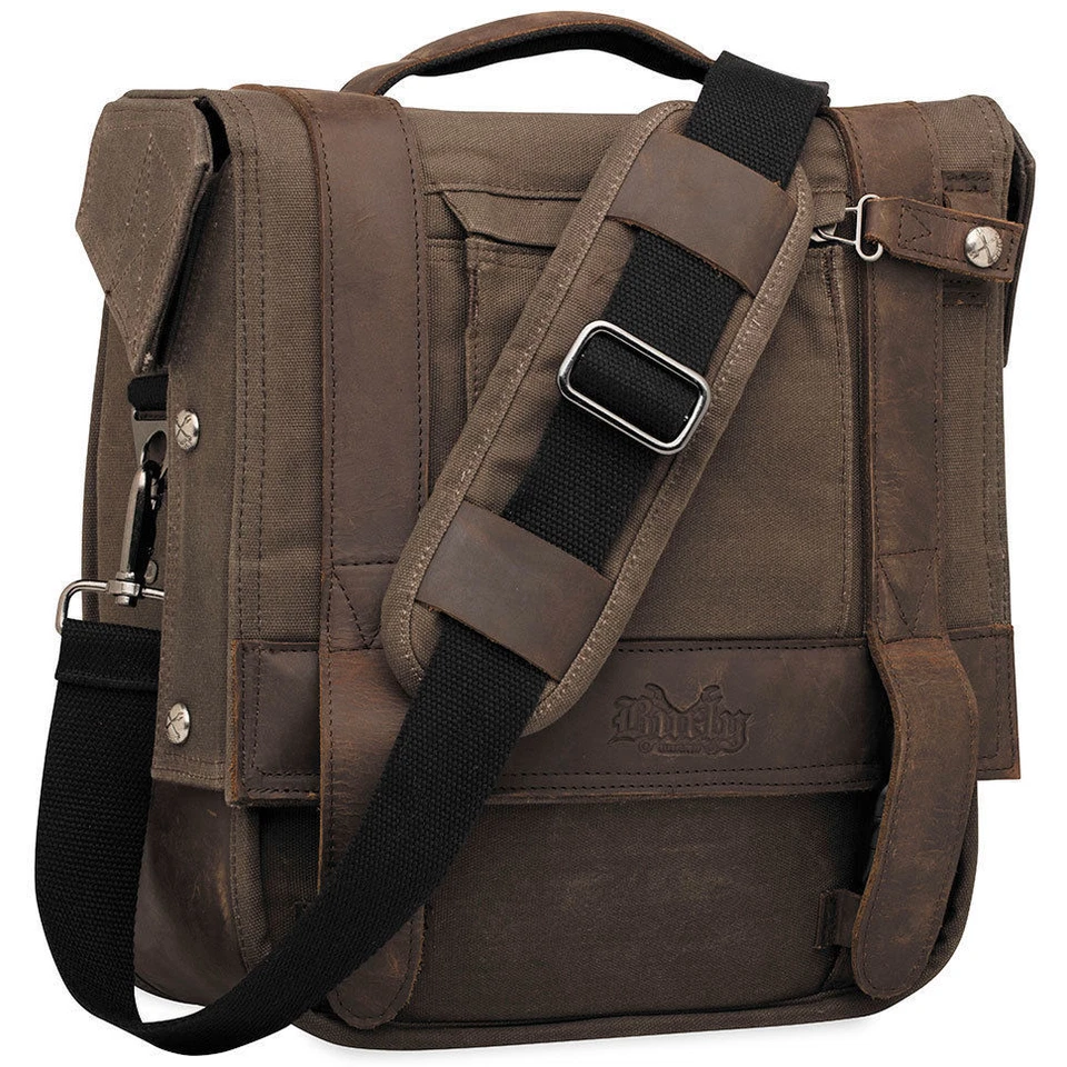 Alforja Burly Voyager tratada con UV roble oscuro para motocicletas Harley personalizada Foto 2 de 4