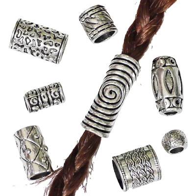 Auswahl Bartperlen Bart Perle Bartschmuck aus Zinn  + 50 Bartgummis schwarz