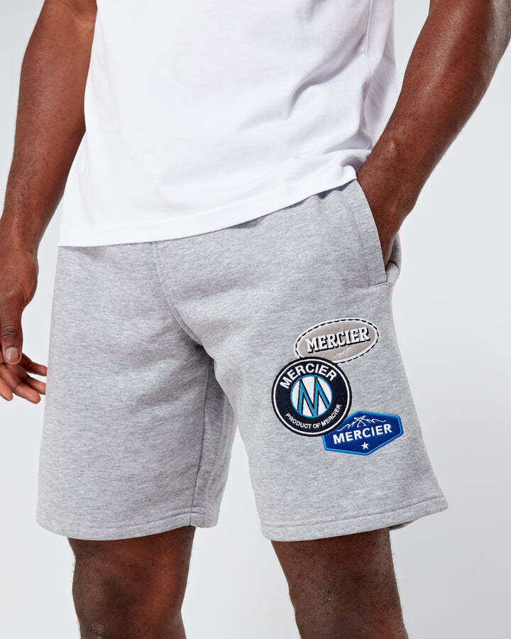 Mercier Shorts OG Badge Jersey Sweat Shorts Cotton Front Pockets Grey Marl