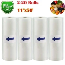 11"x50' Food Storage Bag Saver Embossed Universal Vacuum Sealer Bags Quart 4Mil
