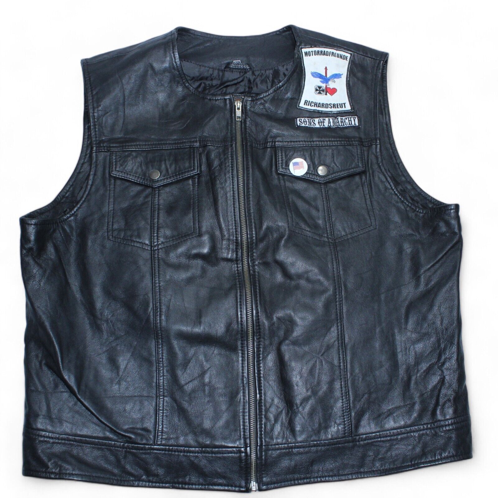Sons of Anarchy Leather Vest Original Authentic Modern XL Fit Black Switzerland