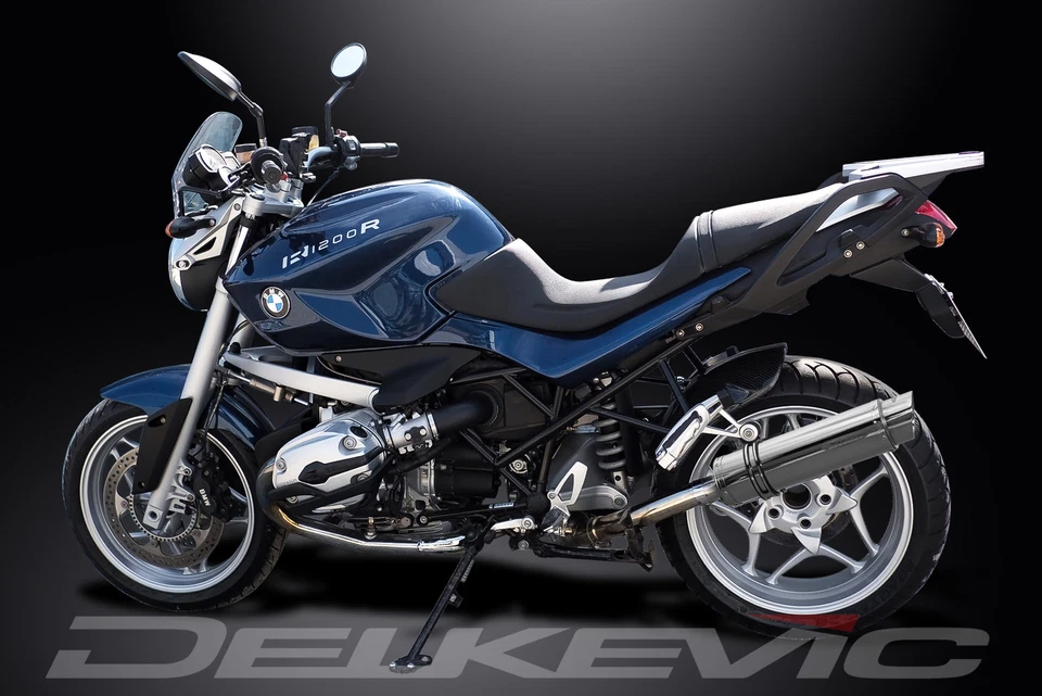 BMW R1200R R1200RT 2006-2009 Slip On 14" Round Stainless Exhaust Muffler - Image 4 of 4