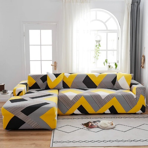 L-shape Need Order 2pieces Sofa Cover Elastic Couch Cover Corner Sectional - Foto 35 di 50