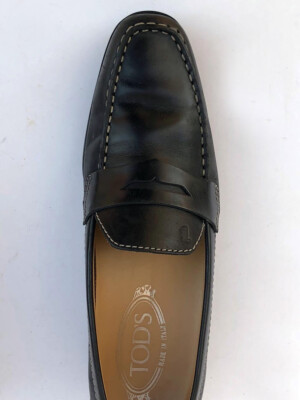 Tods Black leather Penny Loafer Rubber sole slip on Driving  display picture 3