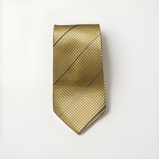 BCBG Attitude Men  s Silk Tie Yellow 60 X 3 1/2 stripes L:T1 
