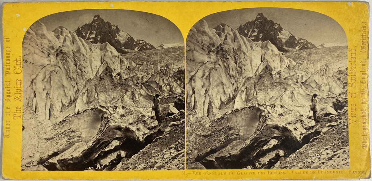 Tirage Photographique Albuminé Vintage - Vallée De Chamonix, Mont Blanc Et Glacier Des Bossons - Circa 1875