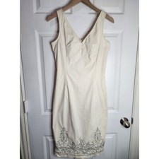 Express Dress Size 9/10 Stretch Cream Bodycon Party Knee Length