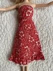 Barbie Best Buys Fashion #9619 Red & White Floral Midi Dress Vintage 1977 Mattel