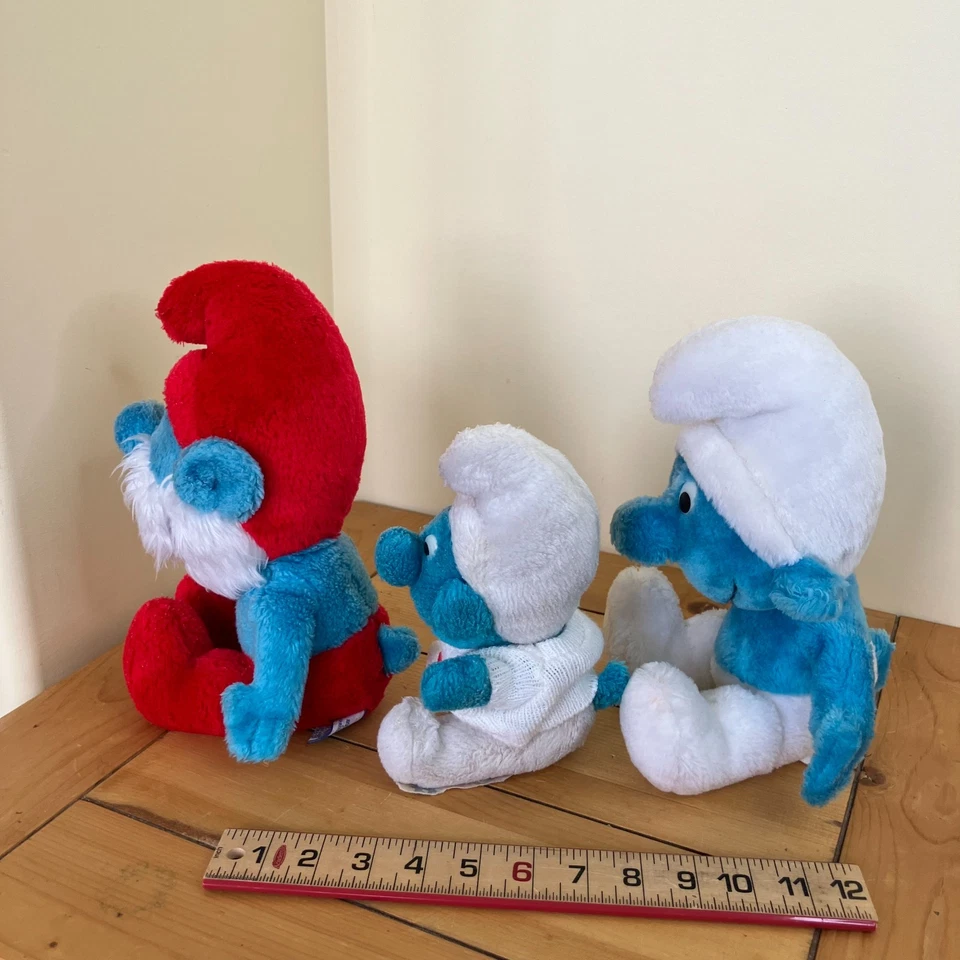 Ganz Bros Papa Smurf Plush Stuffed Toys Vtg 1979 &1980 Set of 3 Smurfs Peyo — 第 4/4 张图片