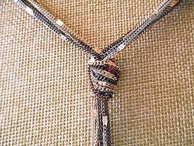 Tri-tone 6 Strand Silvertone / Goldtone / Gunmetal Chain Necklace