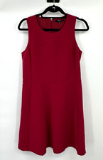 Madewell Womens Dress 10 Red Round Neck Sleeveless Sheath Casual Preppy Zip