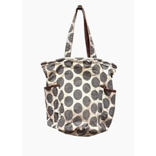 Thirty-One Canvas Tote Bag Retro Metro Grey Polka Dot Eco Friendly Retired