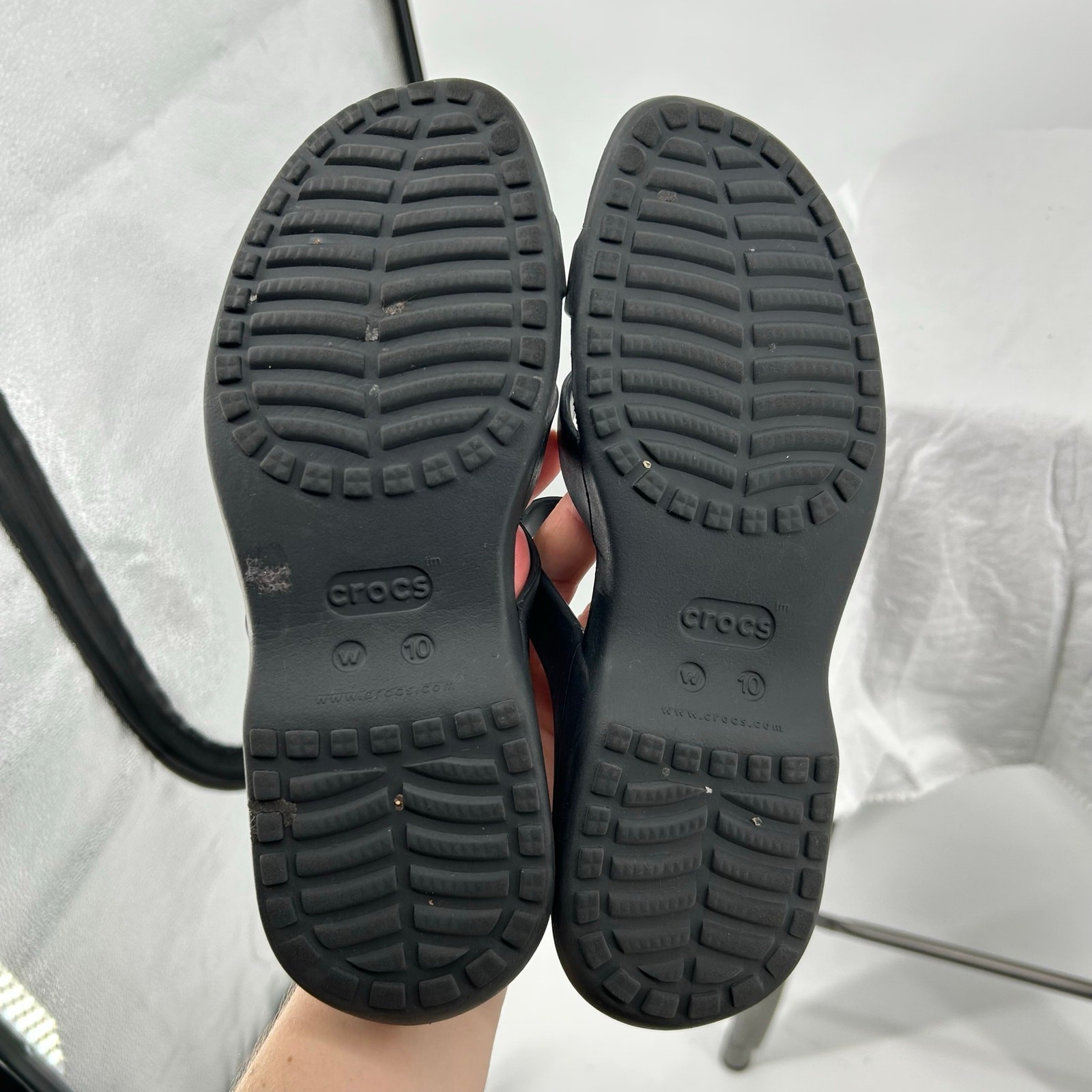 Women's Black Strappy CROCS Meleen Twist Waterproof Slip On Sandal Slides Sz 10M image 7