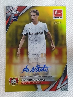 Topps Chrome Bundesliga 2024-25 Andrea Natali Auto Leverkusen Parallel 03/75 RC
