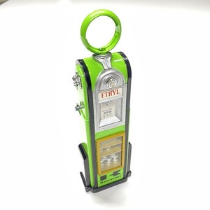 Vintage Green Kawasaki Gas Pump Coin Bank Ethyl Oil Stand READ