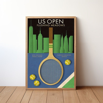 US Open Flushing Meadows New York Vintage Tennis Art Poster