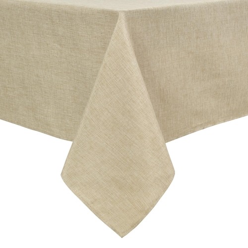Faux Linen Rectangle Tablecloth - Wrinkle and Stain Resistant Washable Table ...