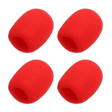 4pcs Microphone Foam Covers, 40mm 1.57" ID 10mm 0.39" Thickness, Red